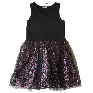Epic Threads Youth Girls Dress L Black Fit & Flare Party Sequin Sleeveless